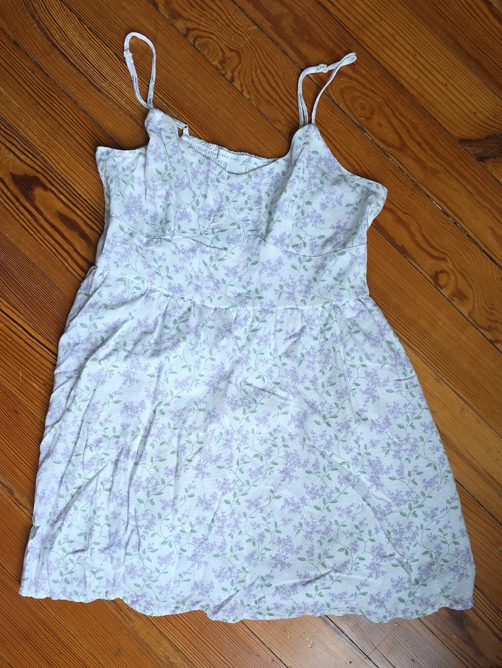 Altar'd State Lavender and White Floral Spaghetti-Strap Mini Dress